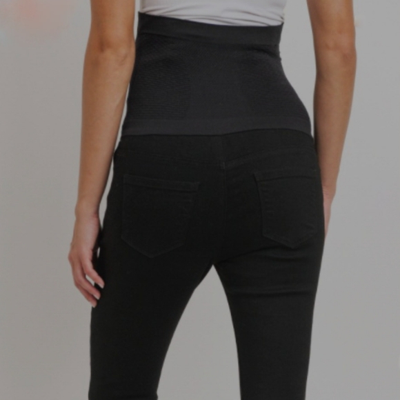 NWT Hello Miz Maternity, black stretch skinny jeans with belly band - Picture 2 of 8